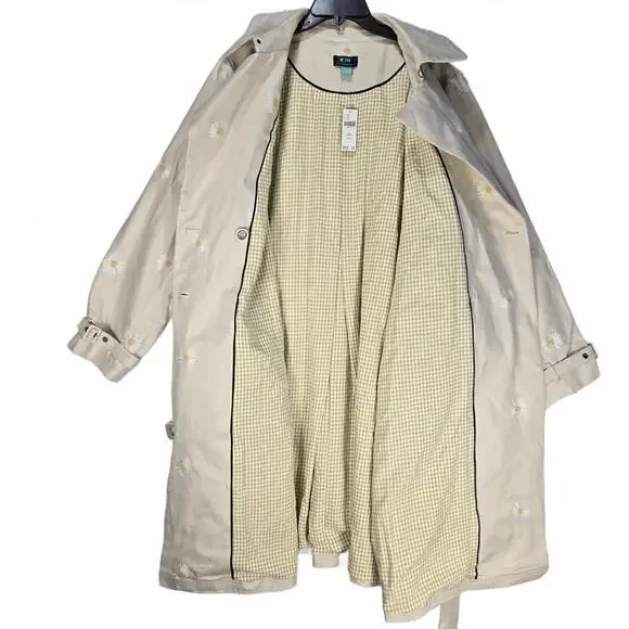 Anthropologie Maeve Daisy Embroidered Trench Coat Beige Plus Size 20W NWT - Picture 3 of 9